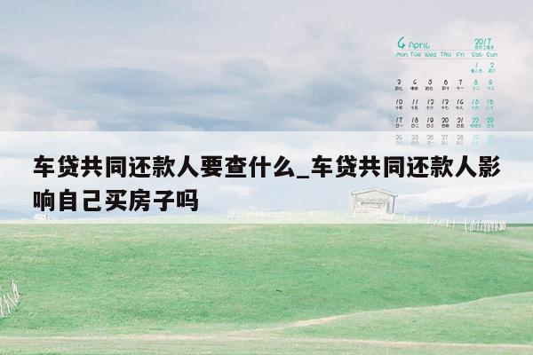 车贷共同还款人要查什么_车贷共同还款人影响自己买房子吗