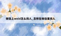 微信上wxid怎么找人_怎样在微信里找人