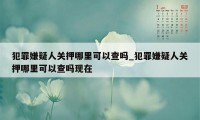 犯罪嫌疑人关押哪里可以查吗_犯罪嫌疑人关押哪里可以查吗现在