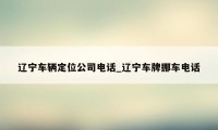 辽宁车辆定位公司电话_辽宁车牌挪车电话