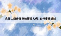 农行二级分行审核要找人吗_农行审核通过