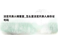 法定代表人哪里查_怎么查法定代表人身份证号码