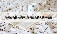如何查负债人资产_如何查负债人资产信息