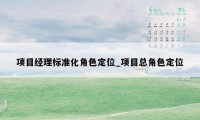 项目经理标准化角色定位_项目总角色定位