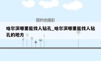 哈尔滨哪里能找人钻孔_哈尔滨哪里能找人钻孔的地方