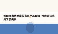 沈阳优惠快速定位夹具产品介绍_快速定位夹具工装夹具