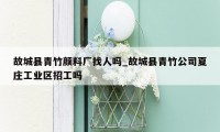 故城县青竹颜料厂找人吗_故城县青竹公司夏庄工业区招工吗