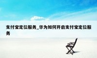 支付宝定位服务_华为如何开启支付宝定位服务