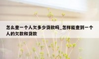 怎么查一个人欠多少贷款吗_怎样能查到一个人的欠款和贷款