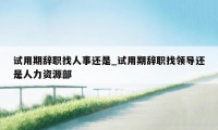 试用期辞职找人事还是_试用期辞职找领导还是人力资源部