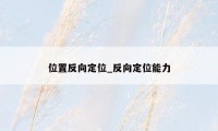 位置反向定位_反向定位能力
