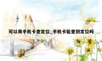 可以用手机卡查定位_手机卡能查到定位吗