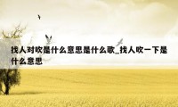 找人对吹是什么意思是什么歌_找人吹一下是什么意思