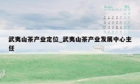 武夷山茶产业定位_武夷山茶产业发展中心主任