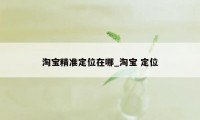淘宝精准定位在哪_淘宝 定位