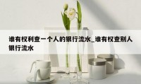 谁有权利查一个人的银行流水_谁有权查别人银行流水