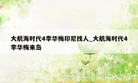 大航海时代4李华梅印尼找人_大航海时代4李华梅来岛