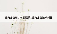 室内定位和GPS的联系_室内定位技术对比