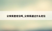 公安局查定位吗_公安局通过什么定位