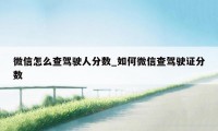 微信怎么查驾驶人分数_如何微信查驾驶证分数