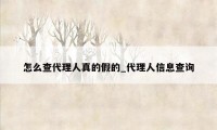 怎么查代理人真的假的_代理人信息查询