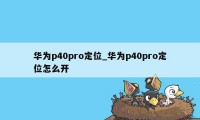 华为p40pro定位_华为p40pro定位怎么开