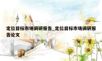 定位目标市场调研报告_定位目标市场调研报告论文