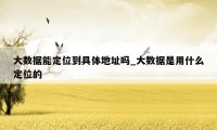 大数据能定位到具体地址吗_大数据是用什么定位的
