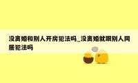 没离婚和别人开房犯法吗_没离婚就跟别人同居犯法吗