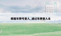 根据车牌号查人_通过车牌查人名